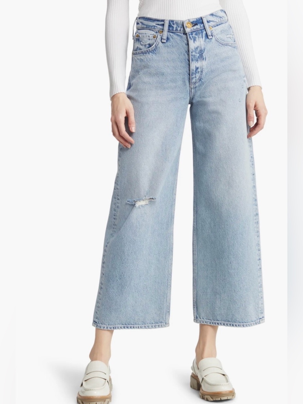 Rag and Bone Andi Distressed Wide Leg Ankle Jeans size 24